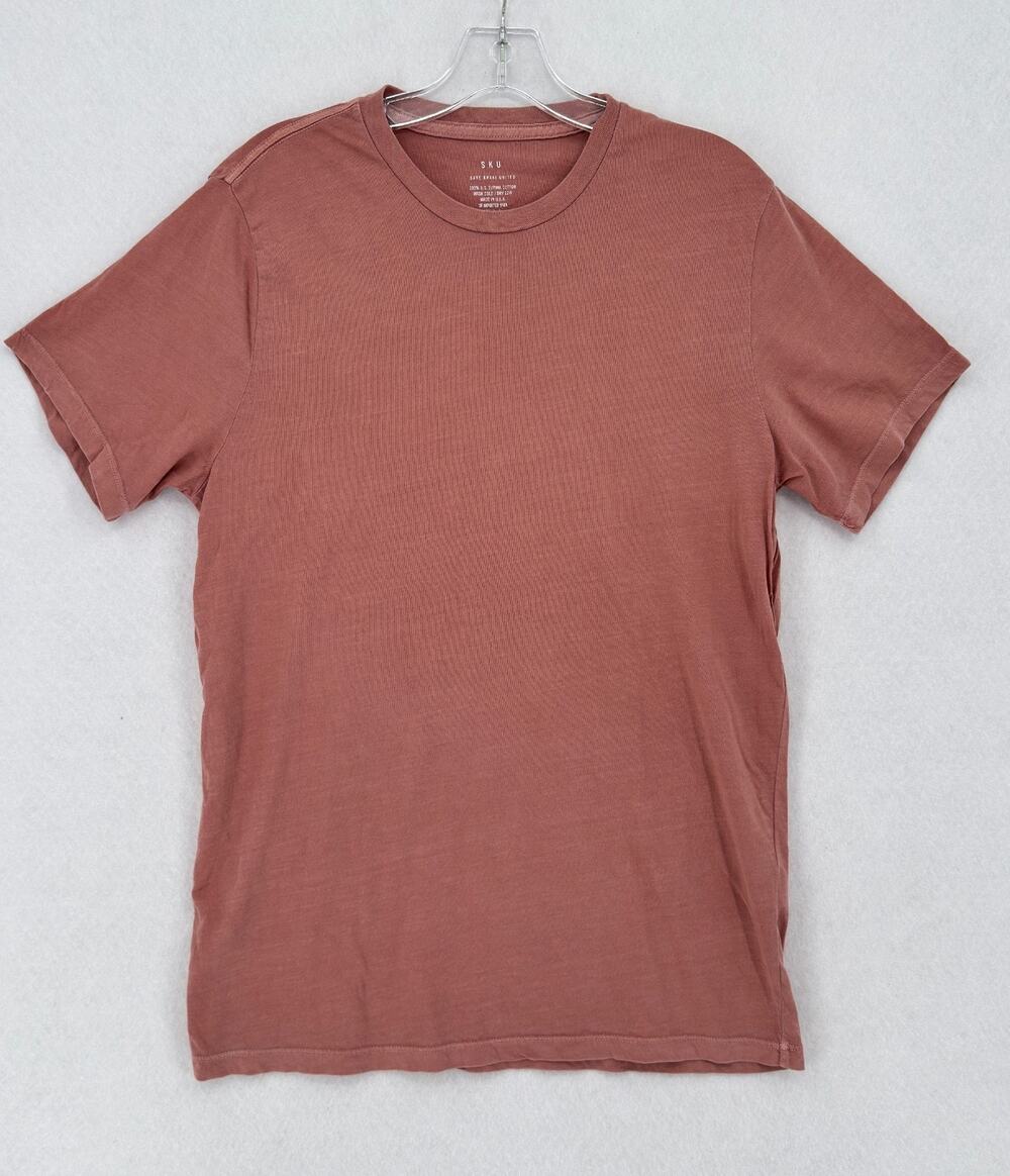 Save Khaki United Mens Rust Orange Supima Cotton Crew Short Sleeve T Shirt Sz L